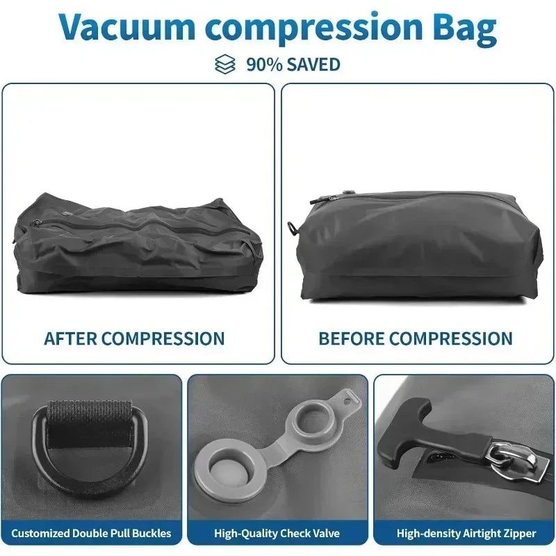 17L Vacuum Compression Bag with Air Pump Reusable Travel Storage Bag Outdoor Compression Backpack Luggage Bag