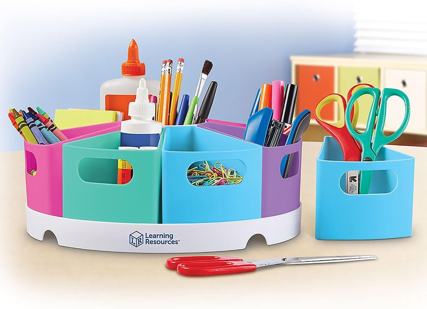 Create-A-Space Storage Center - Pastel, Homeschool Storage, Nursery Organizer, Fits 3Oz Hand Sanitizer Bottles, Classroom Craft Keeper, 10 Piece Set
