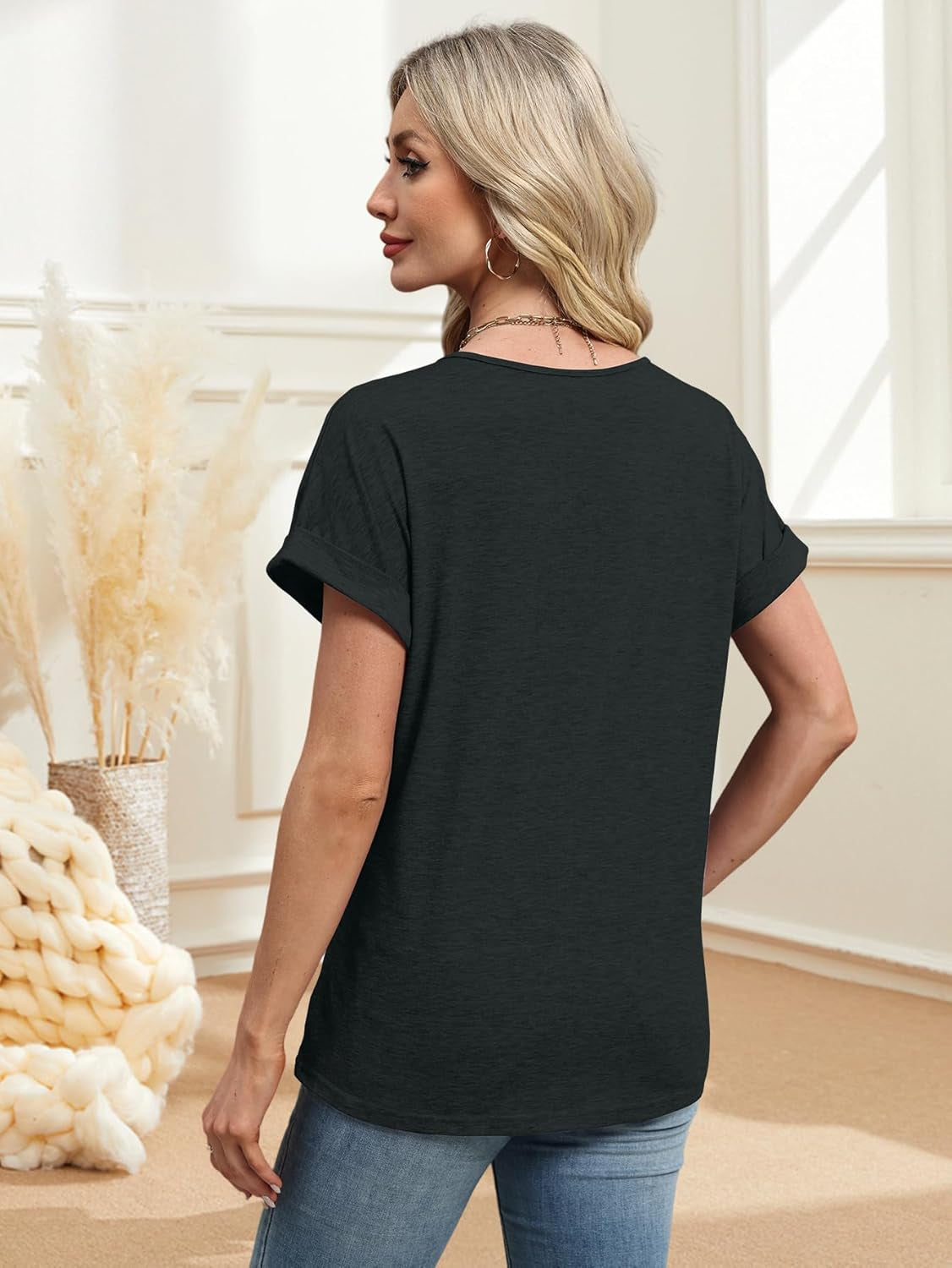 2PCS T Shirts Short Sleeve V Neck Tees Womens Fashion Tops Trendy Soft 2025 Casual Summer Spring Outfits Clothes