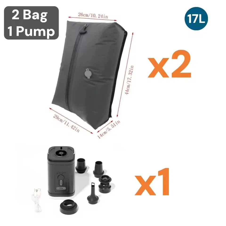 17L Vacuum Compression Bag with Air Pump Reusable Travel Storage Bag Outdoor Compression Backpack Luggage Bag