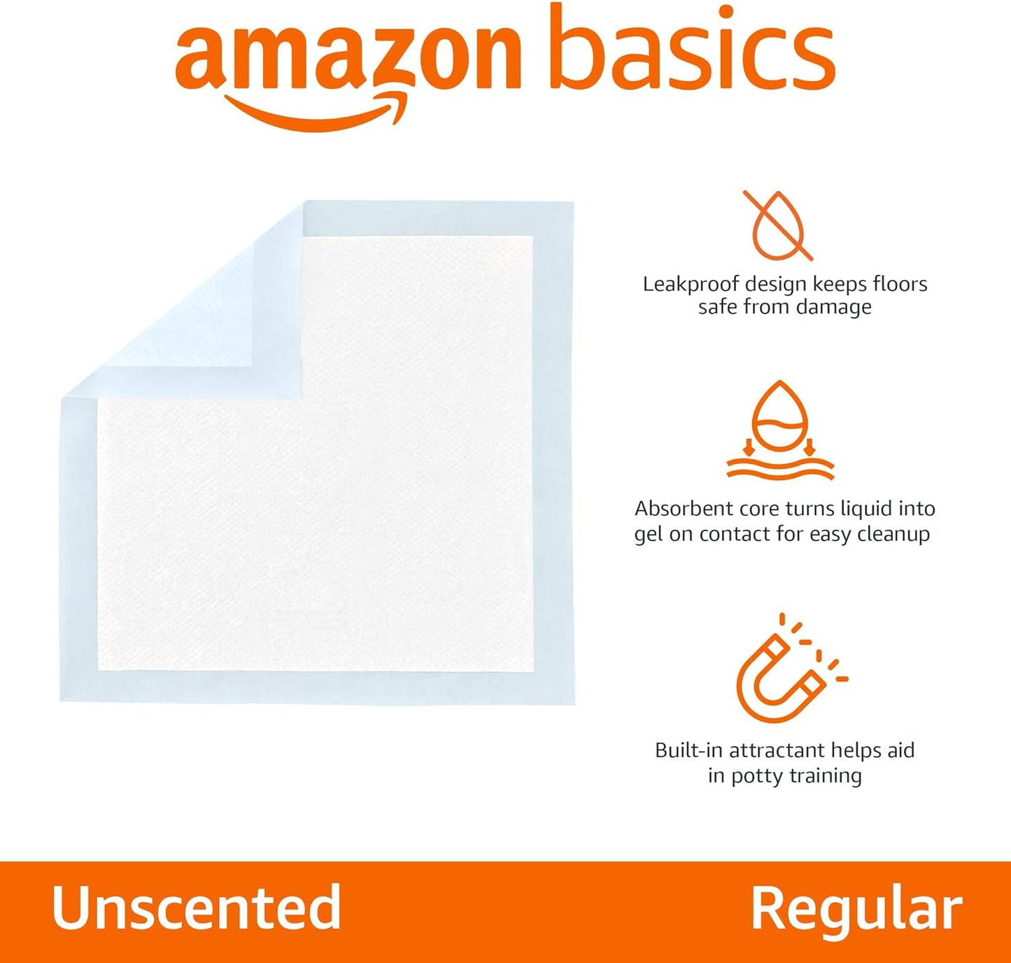 Dog and Puppy Pee Pads, 5-Layer Leak-Proof Super Absorbent, Quick-Dry Surface, Potty Training, Regular (22X22"), 100 Count, Blue & White