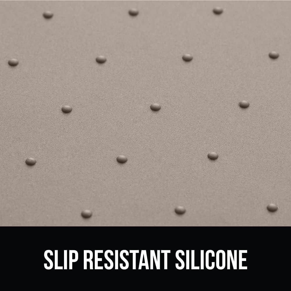 100% Waterproof Raised Edge BPA Free Silicone Pet Feeding Mat, Dog Cat Food Mats Contain Spills Protects Floors, Placemats for Cats and Dogs Water Bowl, Pets Accessories 16X10, Beige
