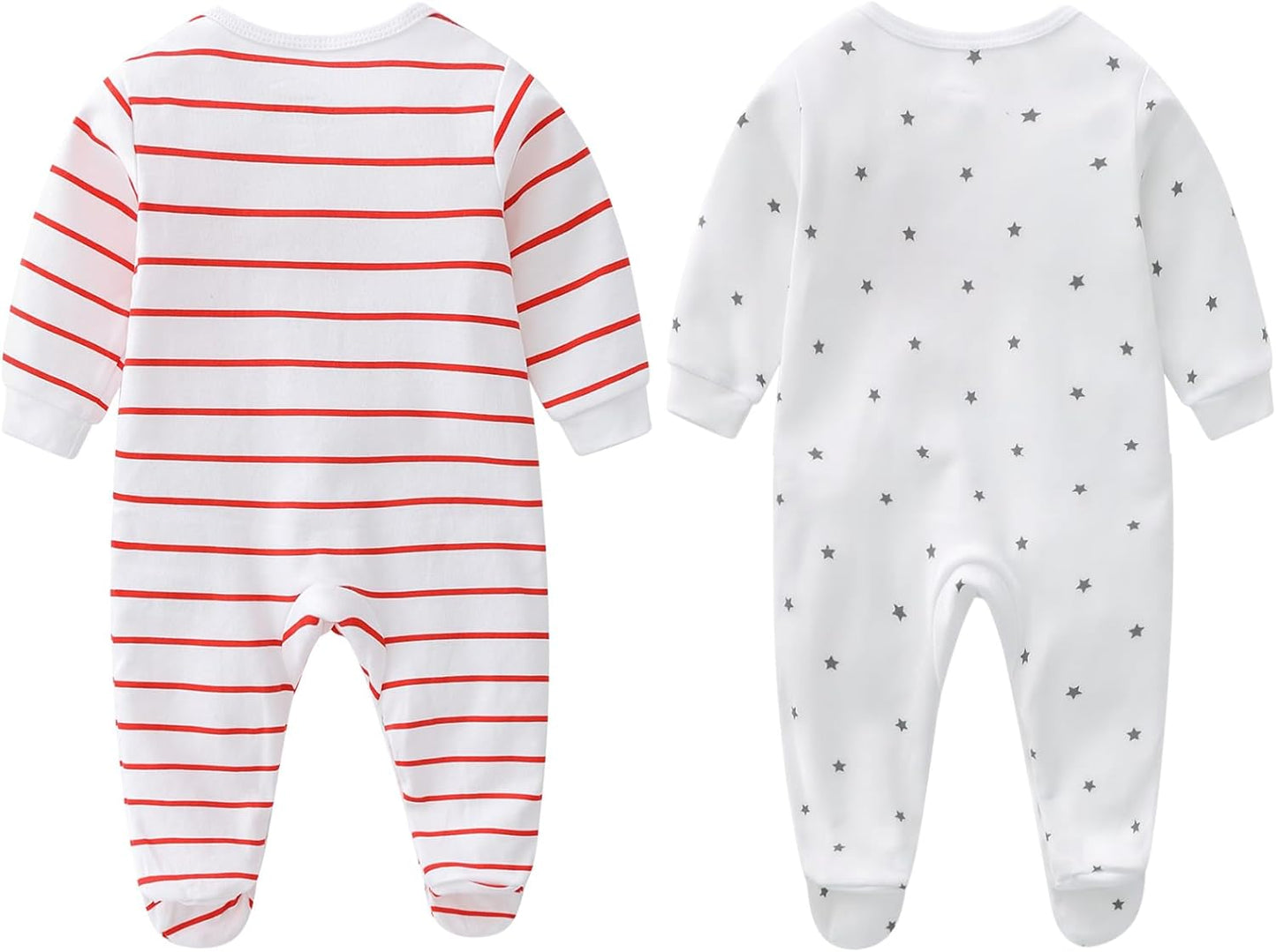2-Pack Baby Clothes Newborn Bodysuits I Love Daddy &Mummy Romper, Cotton Footed Pajamas for Baby Boys and Girls