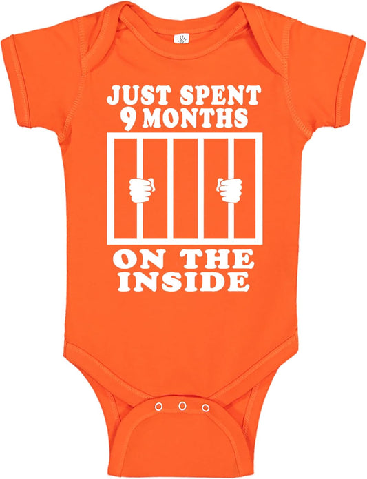 Reaxion Funny Cute Baby Boy Girl Handmade Clothes Infant Just Spent 9 Months on the inside Bodysuits