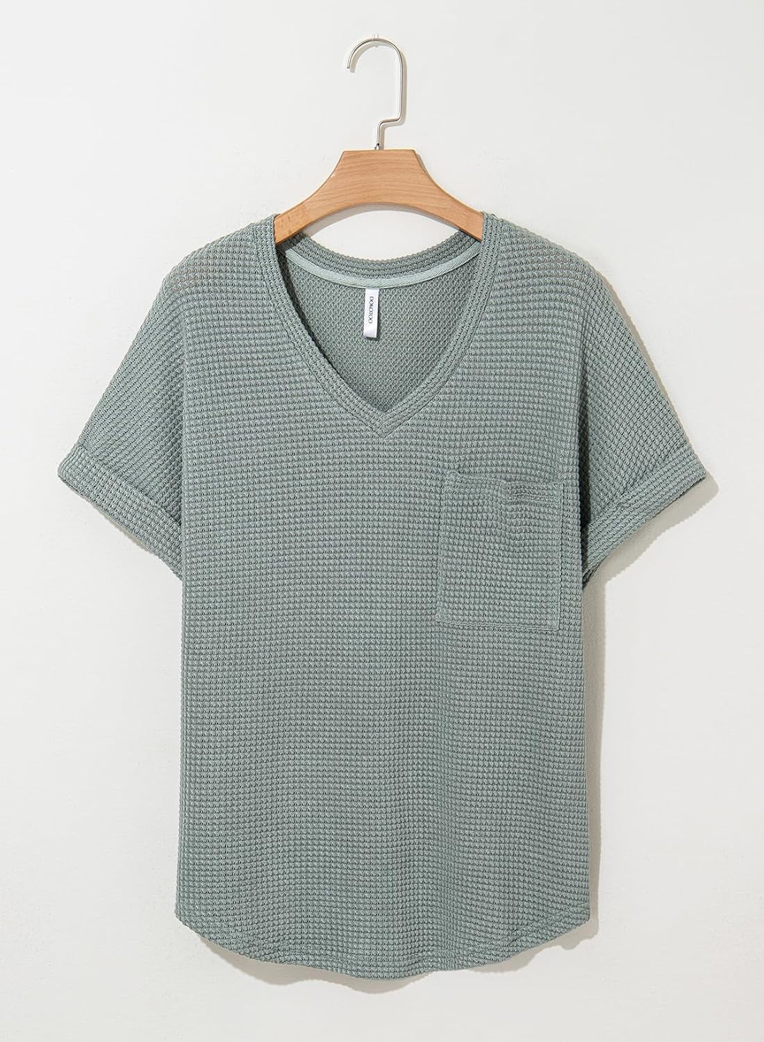 Womens Waffle Knit Tops 2025 Fall Summer V Neck Shirts Casual Trendy Women'S Blouses Basic Tee