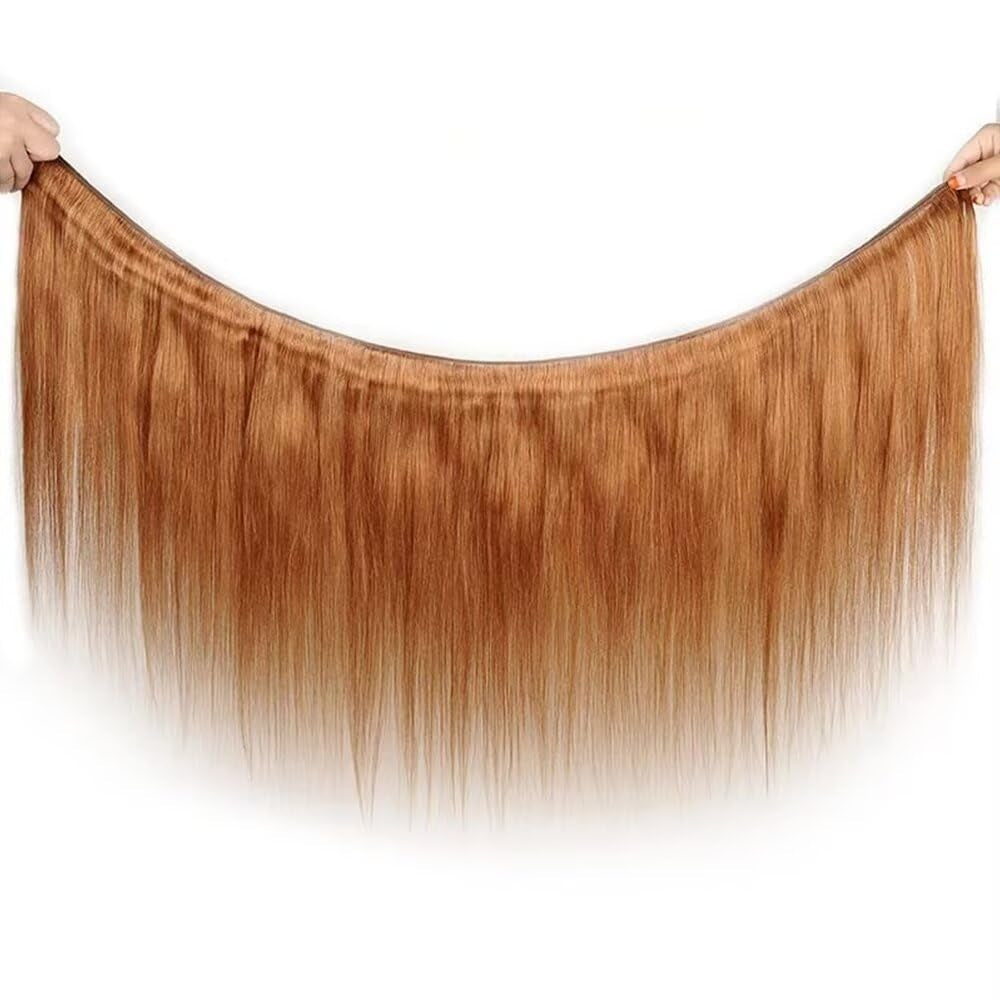 18 20 22 in Colored Light Brown Bundles Straight Human Hair 3 Pack Color 30 Unprocessed Brazilian Remy Real Virgin Wet and Wavy Quick Weave Sew in Human Hair Bundles for Black Women
