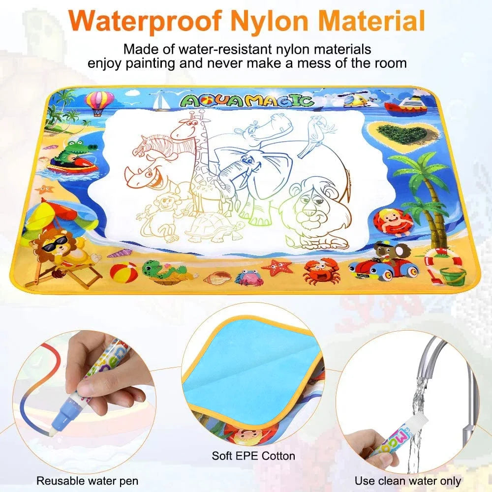 Doodle Drawing Mat 40 X 32 Inch Large Aqua Magic Water Drawing Mat Toy Gifts for Boys Girls Kids Painting Writing Pad Educational Learning Toys for Toddler 3 4 5 6 Years Old