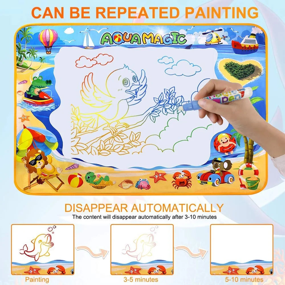 Doodle Drawing Mat 40 X 32 Inch Large Aqua Magic Water Drawing Mat Toy Gifts for Boys Girls Kids Painting Writing Pad Educational Learning Toys for Toddler 3 4 5 6 Years Old