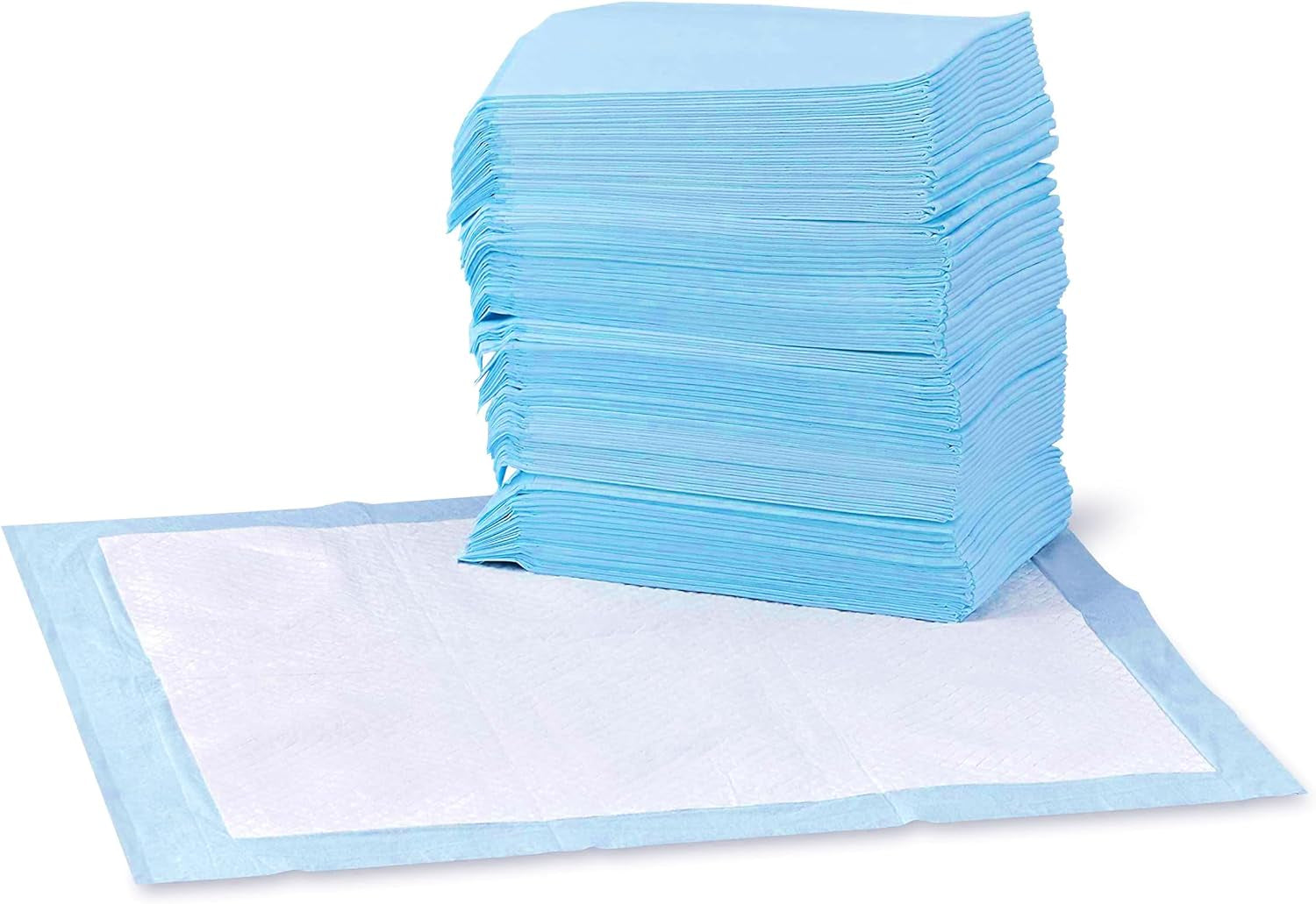 Dog and Puppy Pee Pads, 5-Layer Leak-Proof Super Absorbent, Quick-Dry Surface, Potty Training, Regular (22X22"), 100 Count, Blue & White