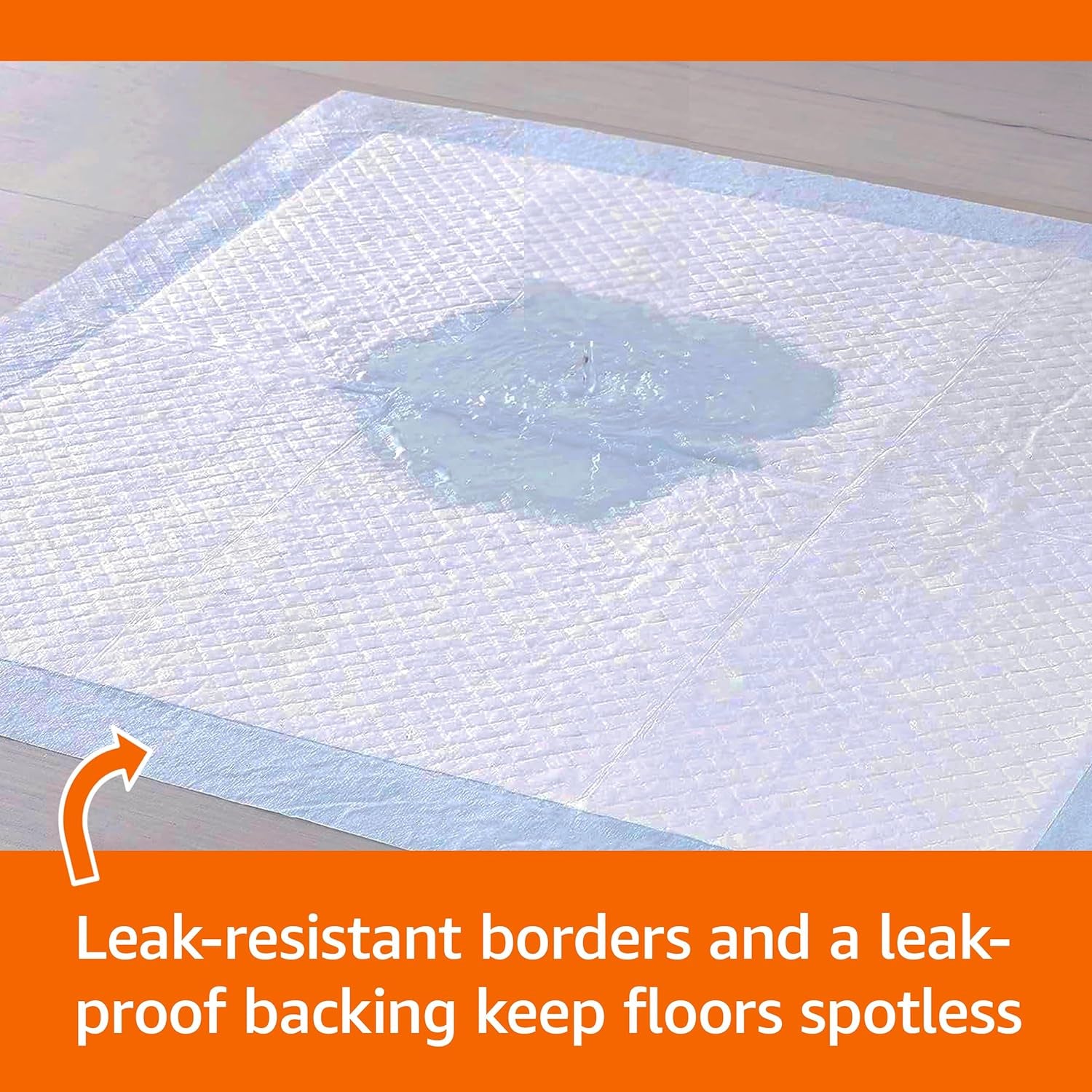 Dog and Puppy Pee Pads, 5-Layer Leak-Proof Super Absorbent, Quick-Dry Surface, Potty Training, Regular (22X22"), 100 Count, Blue & White