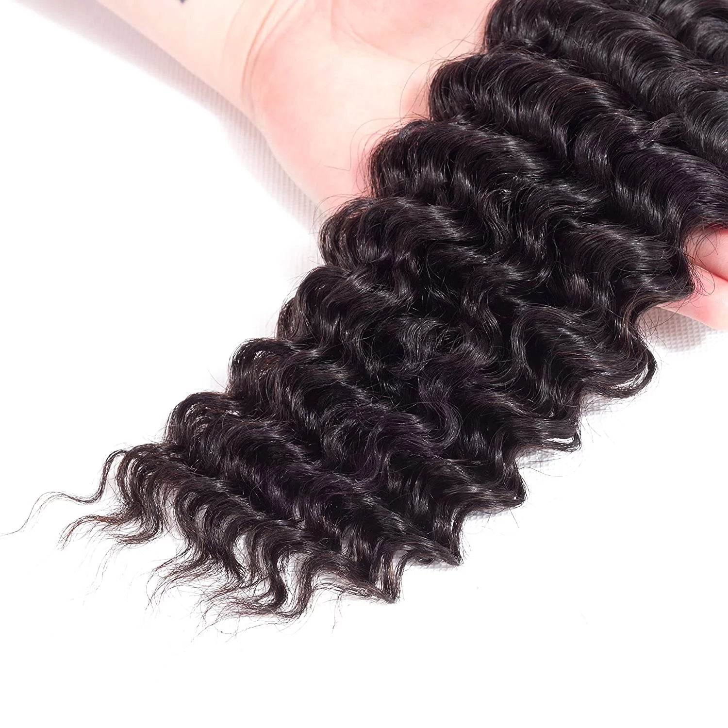 9A Deep Wave Wavy Extensions 100% Human Remy Unprocessed Virgin Hair Natural Black Color 1B - 16,18,18 INCH (3 Bundles)