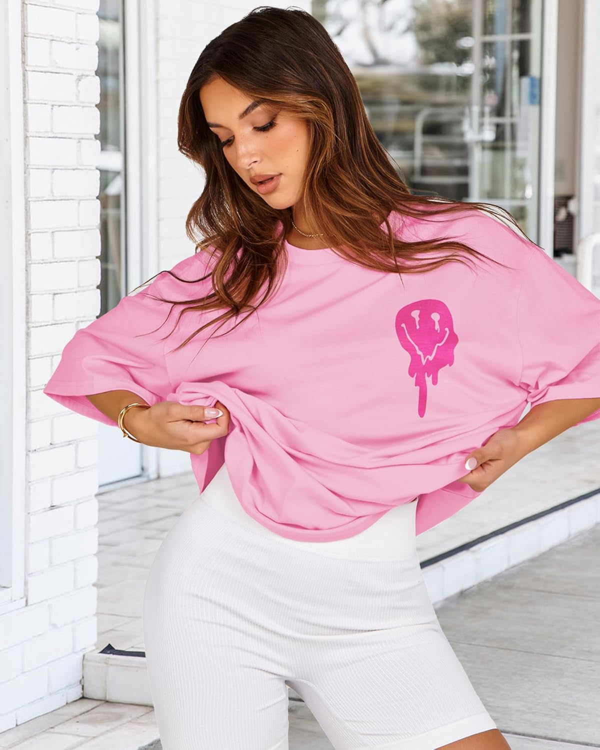 Womens Oversized Tshirt Graphic Tees Crew Neck Summer Short Sleeve Loose Fit Tops