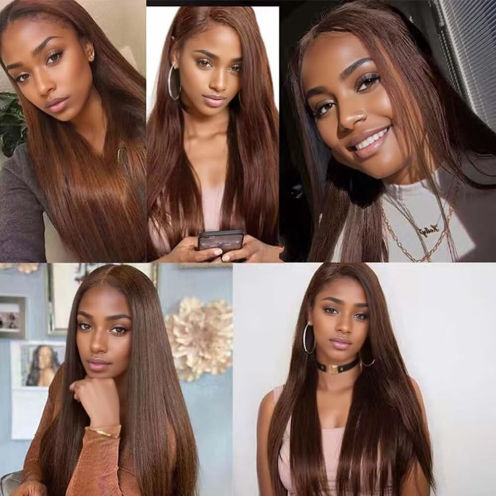 18 20 22 in Colored Light Brown Bundles Straight Human Hair 3 Pack Color 30 Unprocessed Brazilian Remy Real Virgin Wet and Wavy Quick Weave Sew in Human Hair Bundles for Black Women