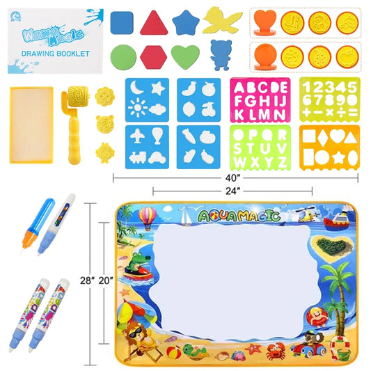 Doodle Drawing Mat 40 X 32 Inch Large Aqua Magic Water Drawing Mat Toy Gifts for Boys Girls Kids Painting Writing Pad Educational Learning Toys for Toddler 3 4 5 6 Years Old