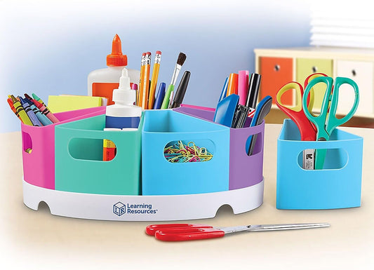 Create-A-Space Storage Center - Pastel, Homeschool Storage, Nursery Organizer, Fits 3Oz Hand Sanitizer Bottles, Classroom Craft Keeper, 10 Piece Set