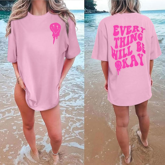 Womens Oversized Tshirt Graphic Tees Crew Neck Summer Short Sleeve Loose Fit Tops