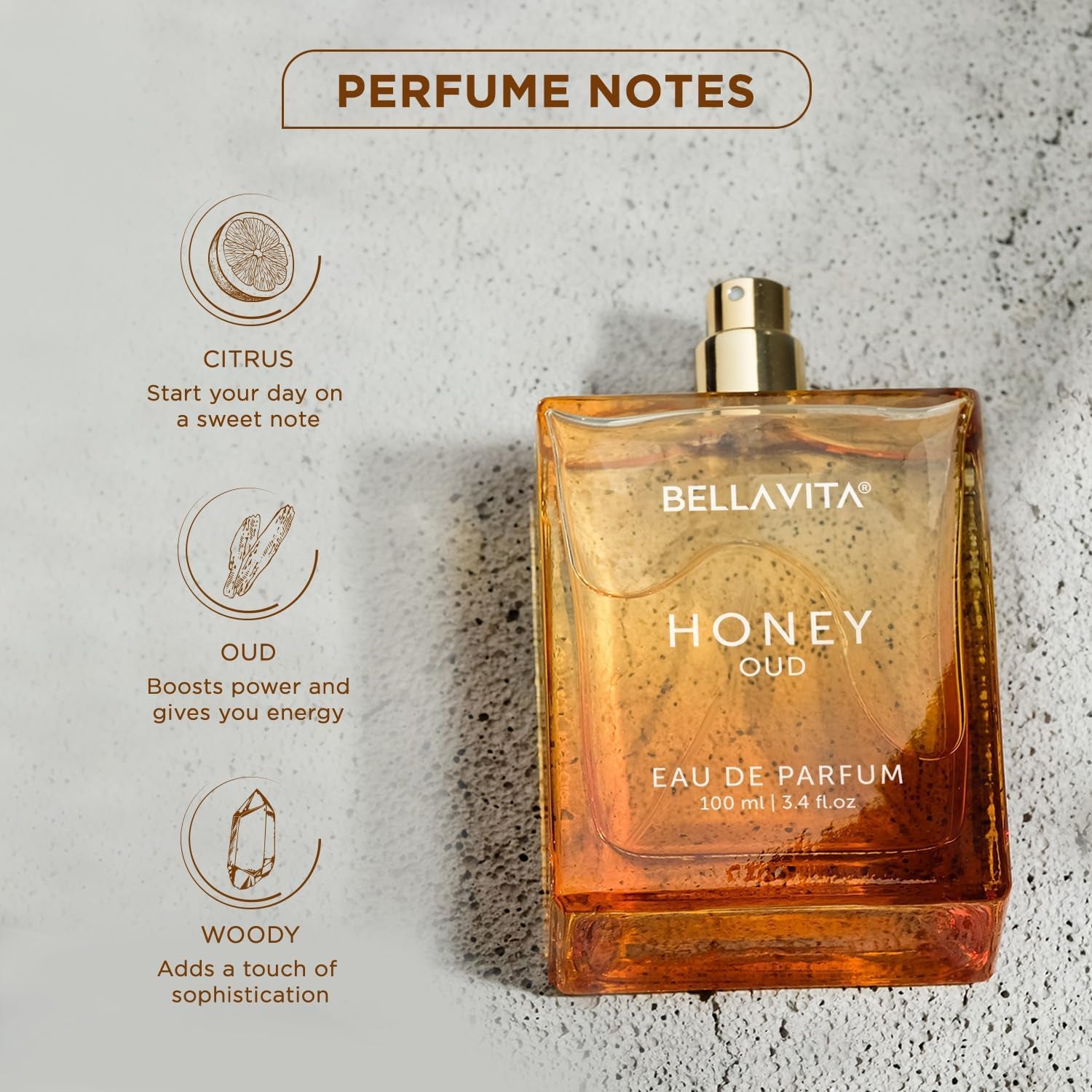 Honey Oud Eau De Parfum (3.4 Fl. Oz.) | Patchouli, Vanilla, Bergamot, Floral & Spicy + Made with Clean & Vegan Essentials Oils + Cruelty Free | Long-Lasting Unisex Fragrance