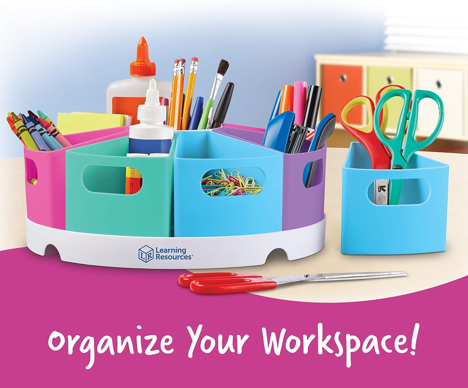 Create-A-Space Storage Center - Pastel, Homeschool Storage, Nursery Organizer, Fits 3Oz Hand Sanitizer Bottles, Classroom Craft Keeper, 10 Piece Set