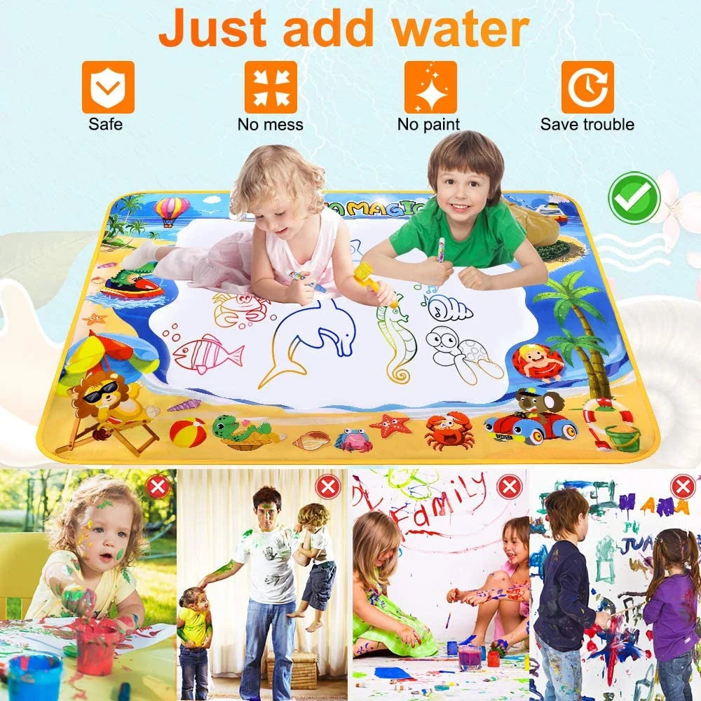 Doodle Drawing Mat 40 X 32 Inch Large Aqua Magic Water Drawing Mat Toy Gifts for Boys Girls Kids Painting Writing Pad Educational Learning Toys for Toddler 3 4 5 6 Years Old