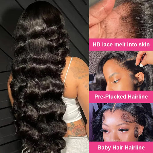 100% Human Hair Weargo Body Wave 13X6 HD Lace Frontal Wigs 30 40 Inch Black Loose Water 13X4 Lace Front Wig 5X5 Glueless Closure