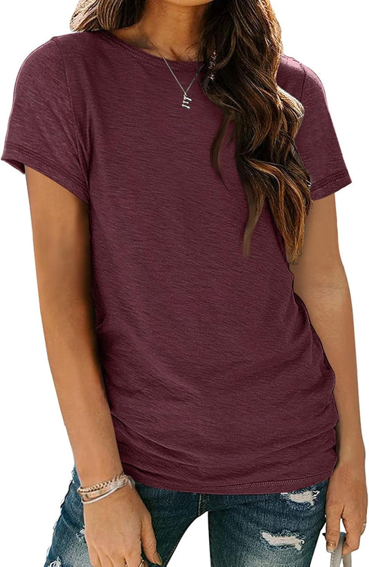 Womens Tops Shorts Sleeve Shirts for Summer Spring Beach Vacation plus Size Oversized Casual Tee for Teen Girls 2025
