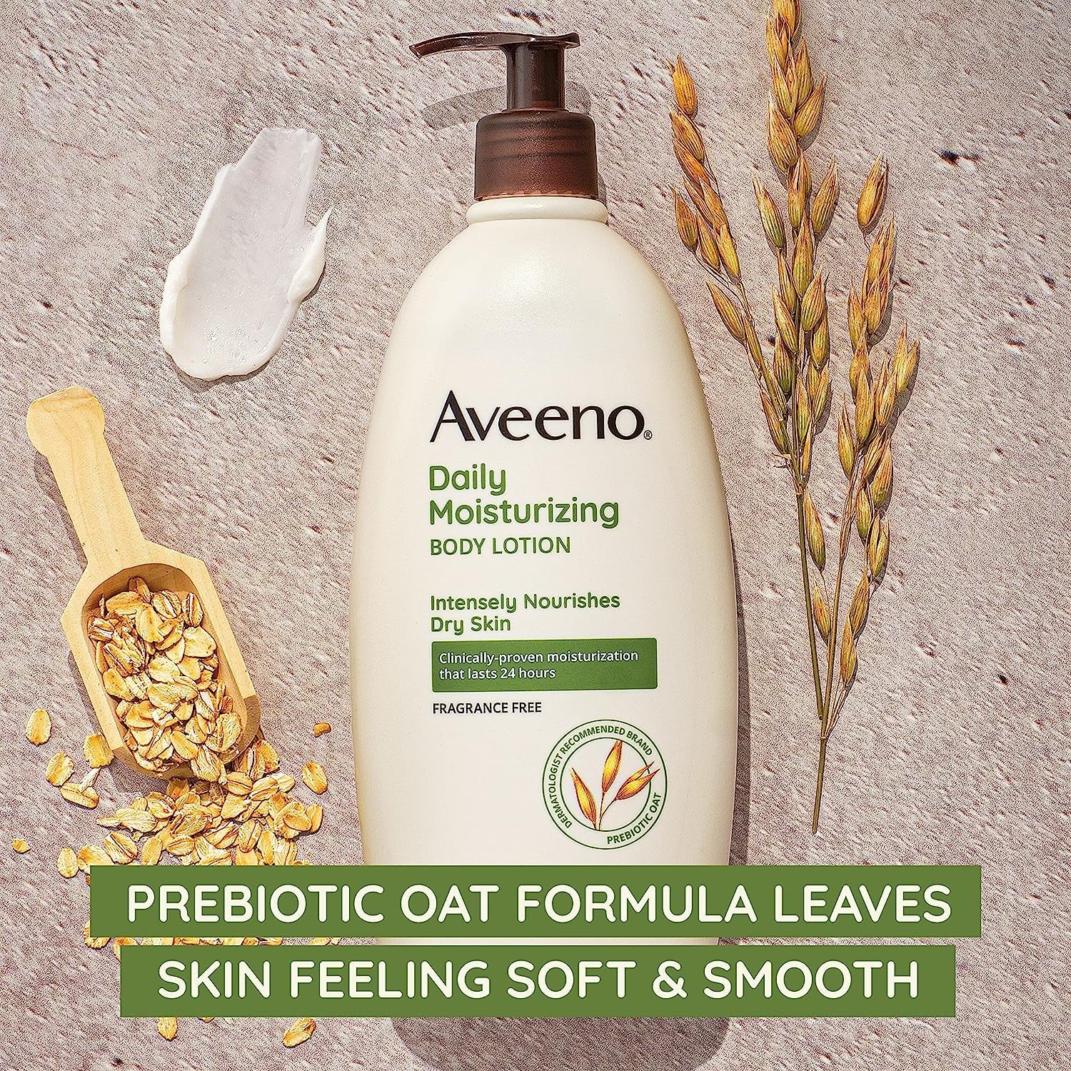 Daily Moisturizing Body Lotion for Dry Skin with Prebiotic Oat, Fragrance & Paraben Free, Non-Greasy, Non-Comedogenic, for Sensitive Skin & 72-Hour Moisturizer 18 Fl Oz