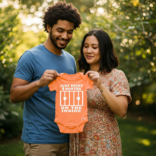 Reaxion Funny Cute Baby Boy Girl Handmade Clothes Infant Just Spent 9 Months on the inside Bodysuits