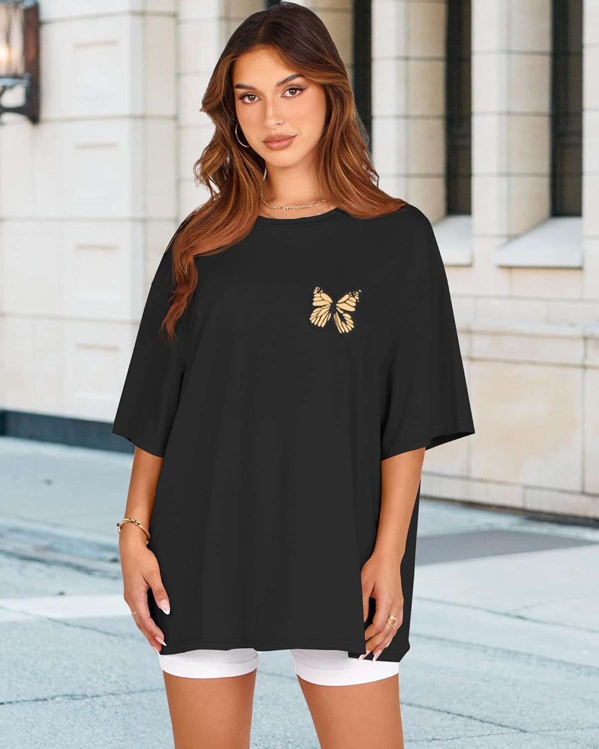 Womens Oversized Tshirt Graphic Tees Crew Neck Summer Short Sleeve Loose Fit Tops