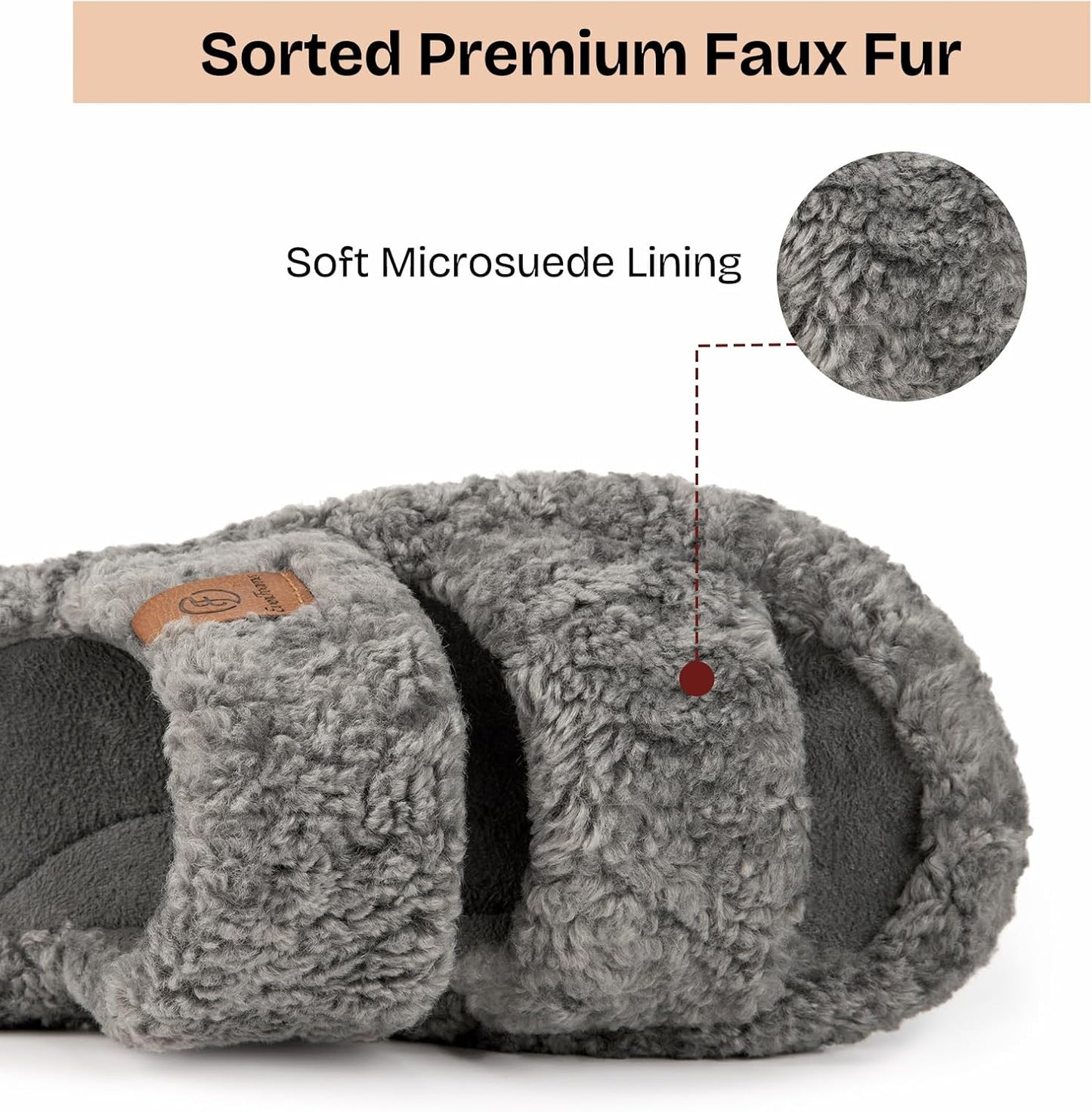 Womens Fuzzy Open-Toe Slippers Soft Comfy Memory Foam Indoor House Shoes