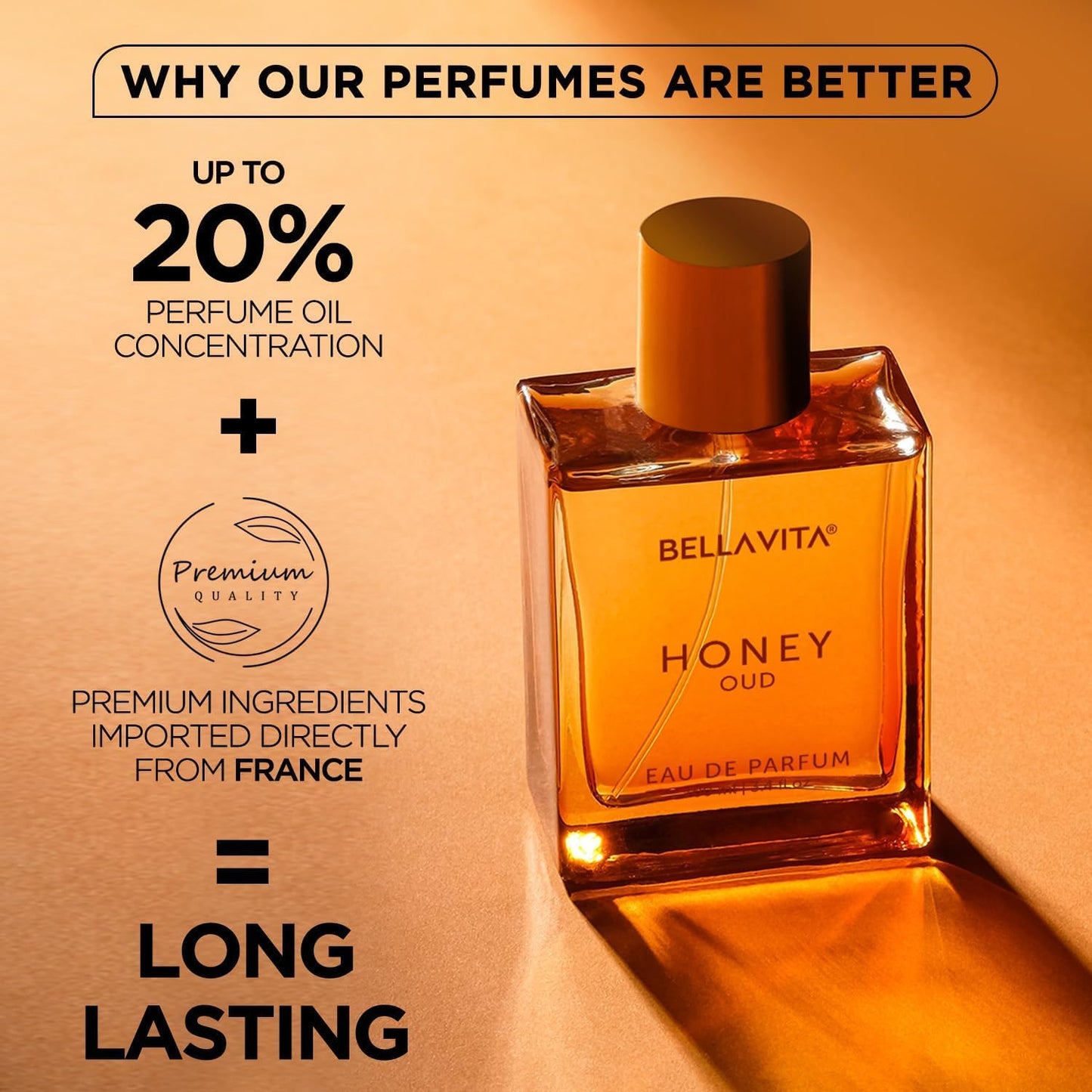 Honey Oud Eau De Parfum (3.4 Fl. Oz.) | Patchouli, Vanilla, Bergamot, Floral & Spicy + Made with Clean & Vegan Essentials Oils + Cruelty Free | Long-Lasting Unisex Fragrance