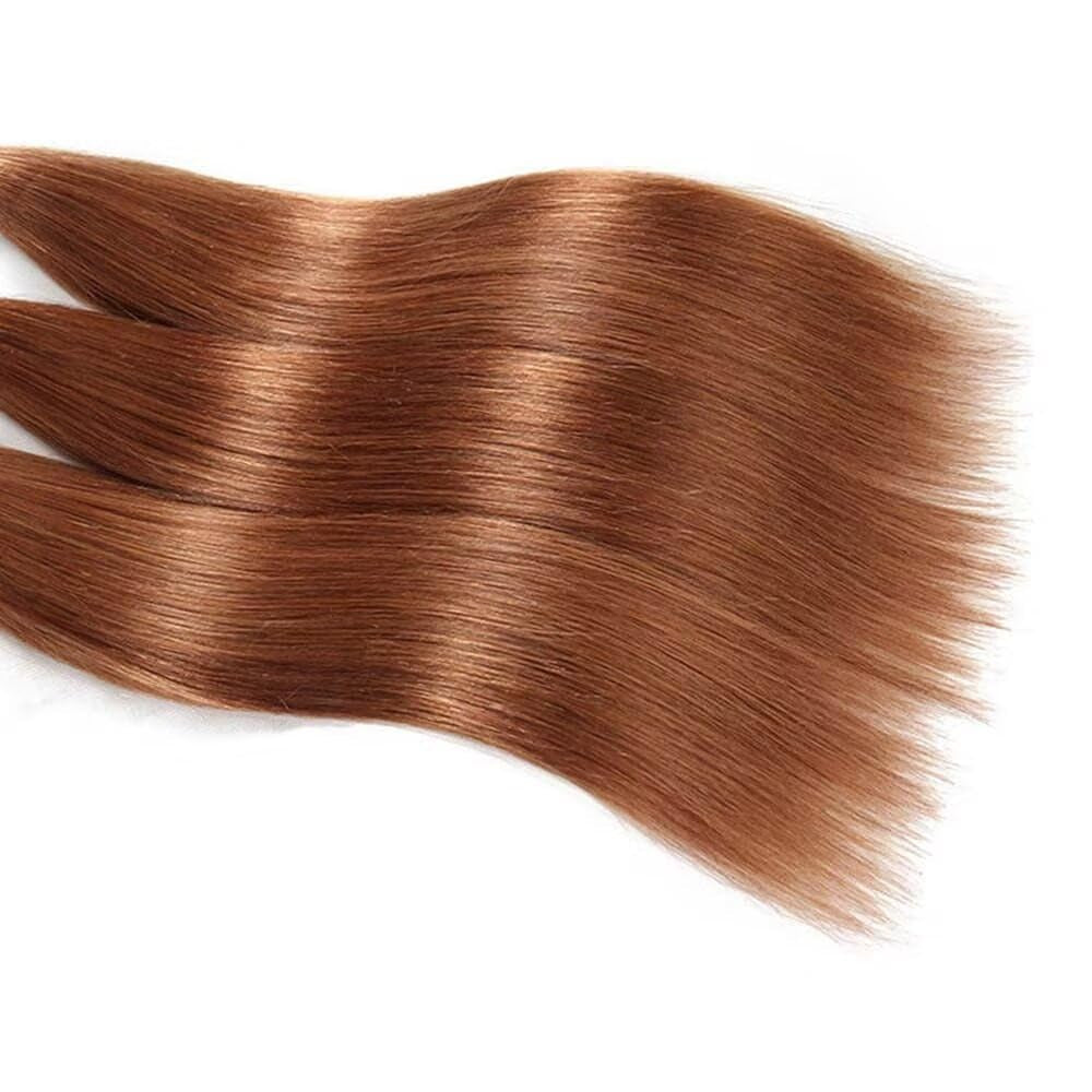 18 20 22 in Colored Light Brown Bundles Straight Human Hair 3 Pack Color 30 Unprocessed Brazilian Remy Real Virgin Wet and Wavy Quick Weave Sew in Human Hair Bundles for Black Women