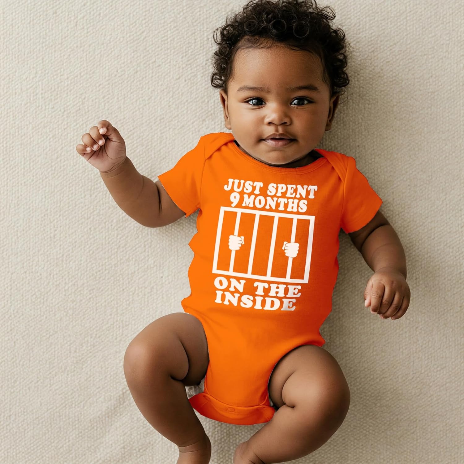 Reaxion Funny Cute Baby Boy Girl Handmade Clothes Infant Just Spent 9 Months on the inside Bodysuits