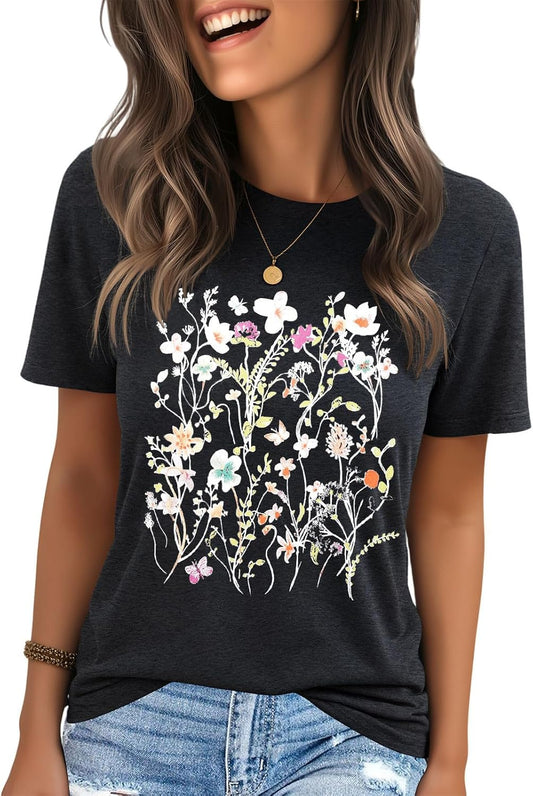 Womens Graphic Tees Casual Summer Short Sleeve Vintage T Shirts Tops