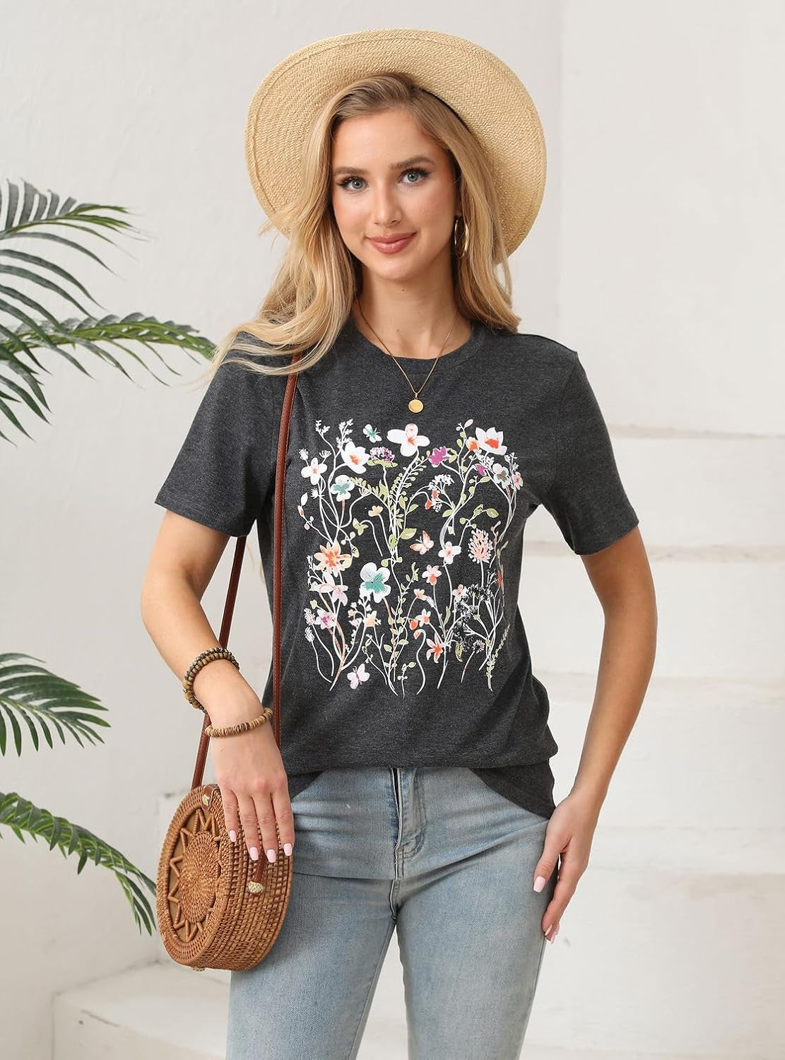 Womens Graphic Tees Casual Summer Short Sleeve Vintage T Shirts Tops