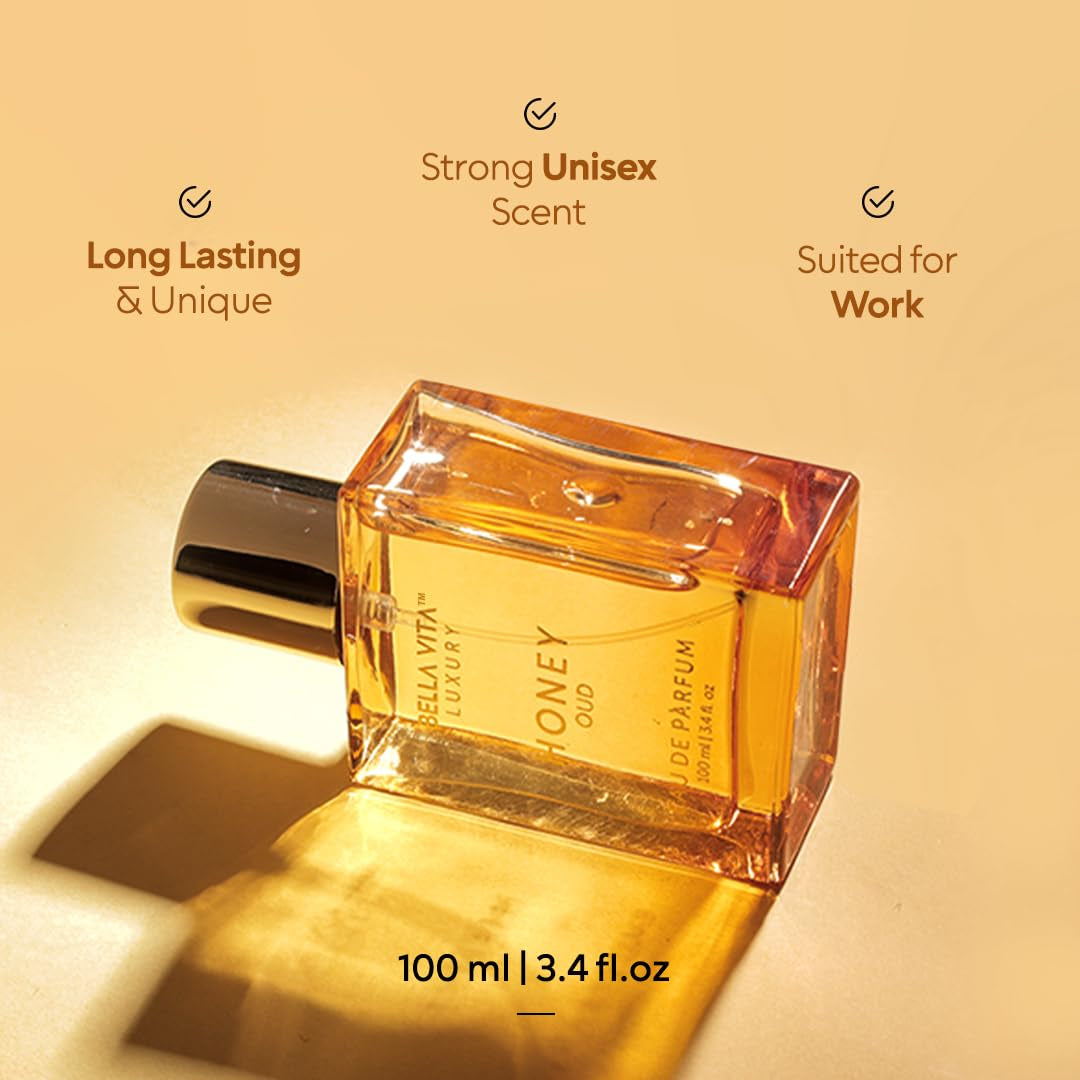 Honey Oud Eau De Parfum (3.4 Fl. Oz.) | Patchouli, Vanilla, Bergamot, Floral & Spicy + Made with Clean & Vegan Essentials Oils + Cruelty Free | Long-Lasting Unisex Fragrance