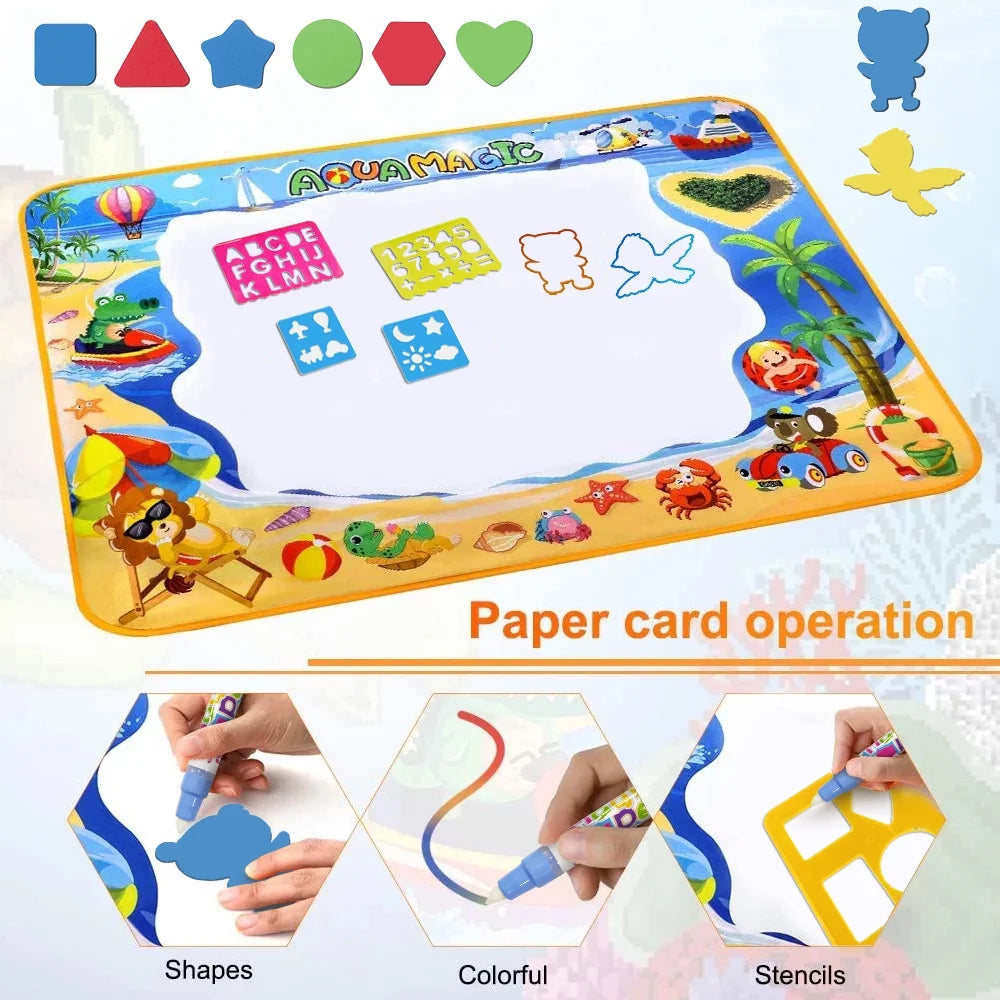 Doodle Drawing Mat 40 X 32 Inch Large Aqua Magic Water Drawing Mat Toy Gifts for Boys Girls Kids Painting Writing Pad Educational Learning Toys for Toddler 3 4 5 6 Years Old