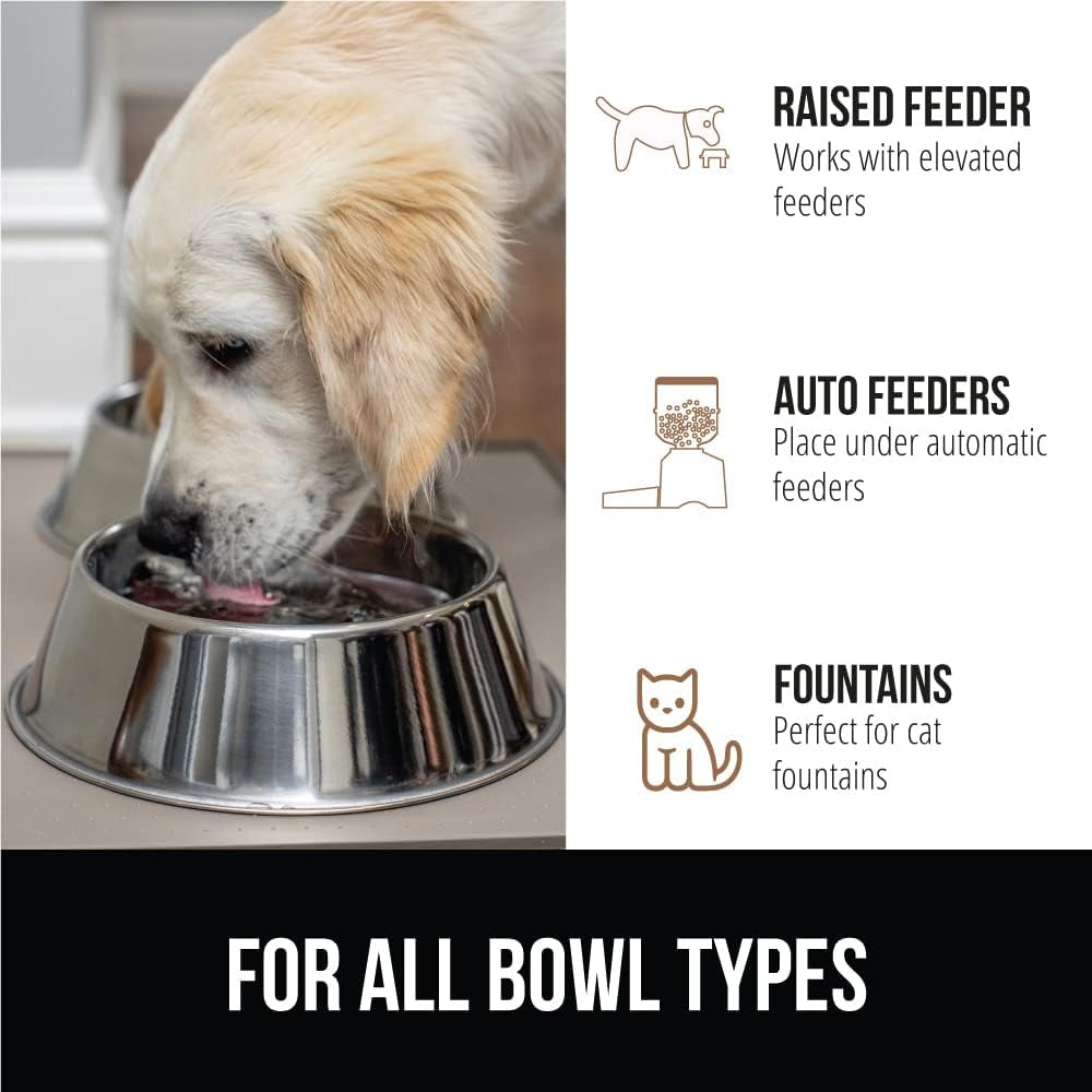 100% Waterproof Raised Edge BPA Free Silicone Pet Feeding Mat, Dog Cat Food Mats Contain Spills Protects Floors, Placemats for Cats and Dogs Water Bowl, Pets Accessories 16X10, Beige