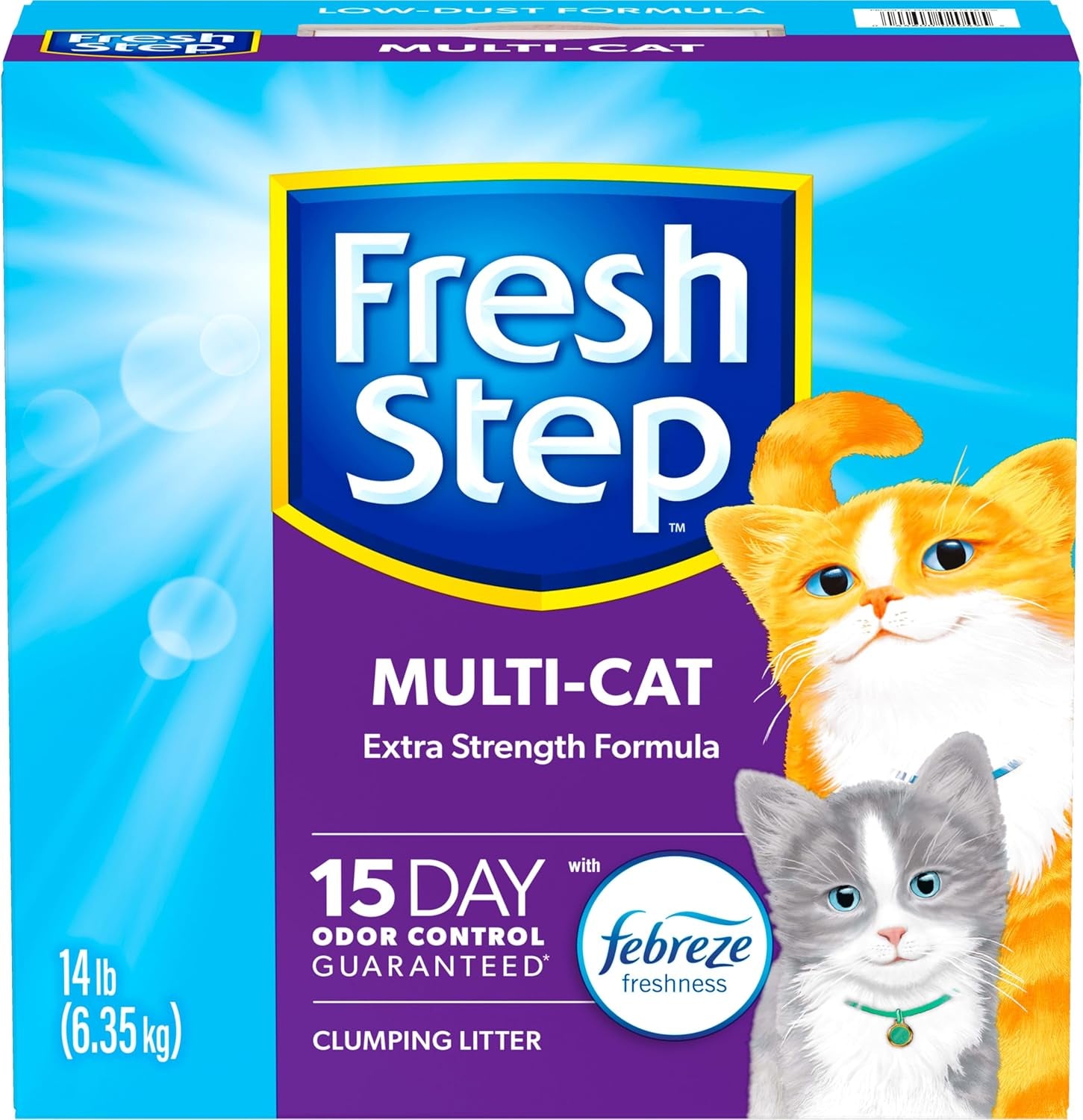 Clumping Cat Litter, Multi-Cat, Long Lasting Odor Control Kitty Litter with Activated Charcoal, Low Dust Formula, 14 Lb