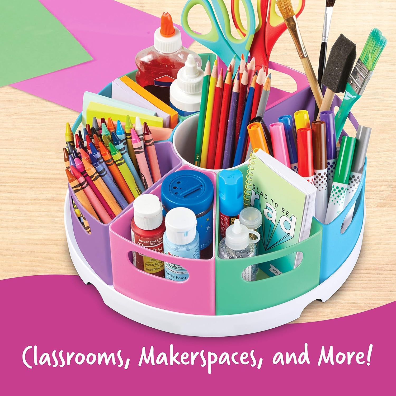 Create-A-Space Storage Center - Pastel, Homeschool Storage, Nursery Organizer, Fits 3Oz Hand Sanitizer Bottles, Classroom Craft Keeper, 10 Piece Set