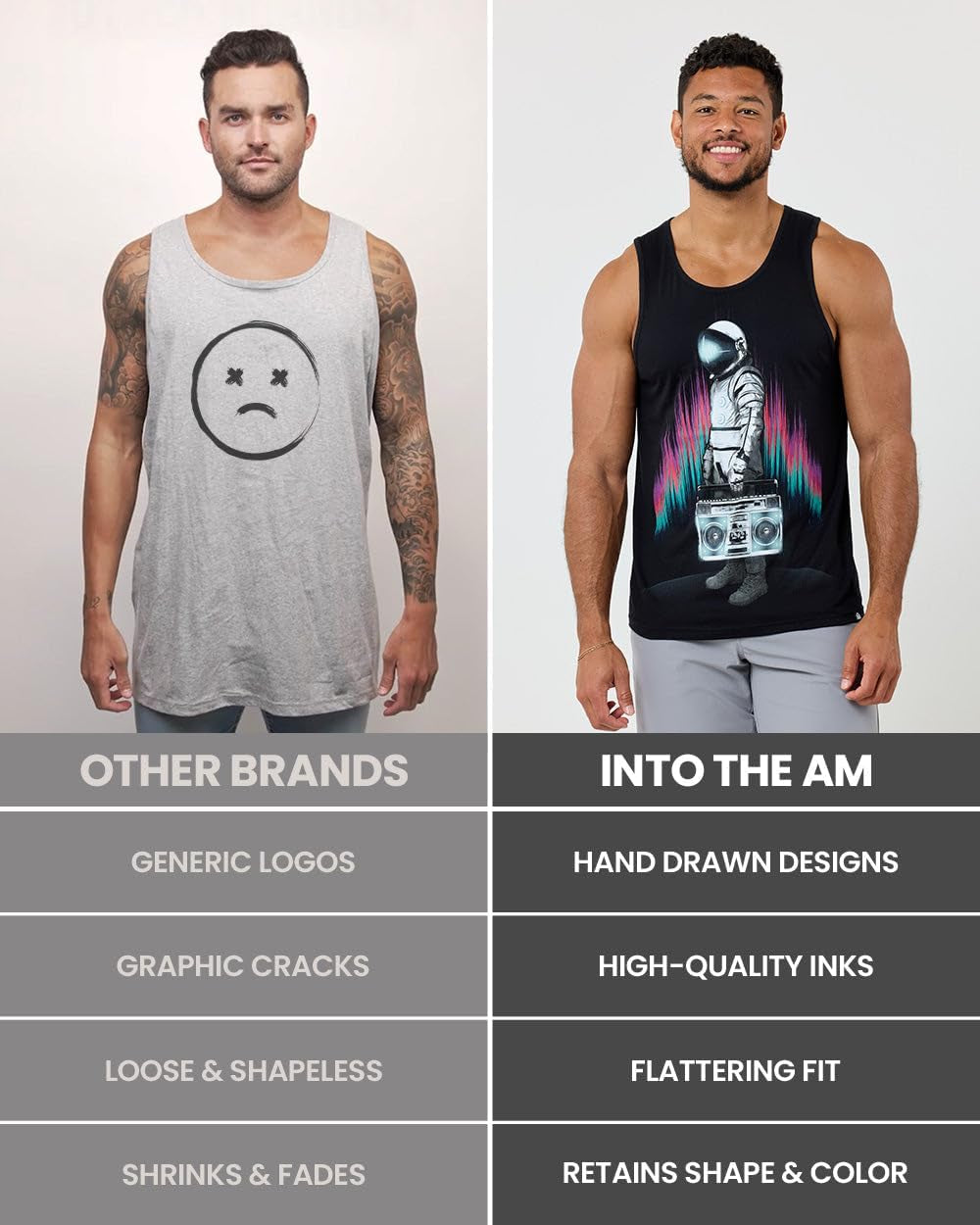 Graphic Tank Tops for Men - Cool Artwork Tanks for Summer Beach Exercise Fitness S – 2XL