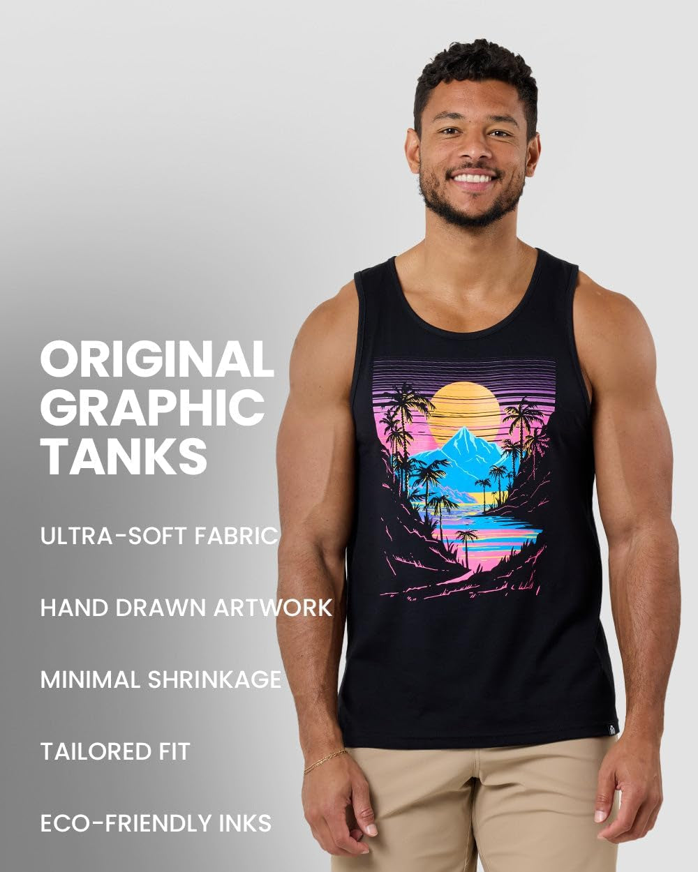 Graphic Tank Tops for Men - Cool Artwork Tanks for Summer Beach Exercise Fitness S – 2XL