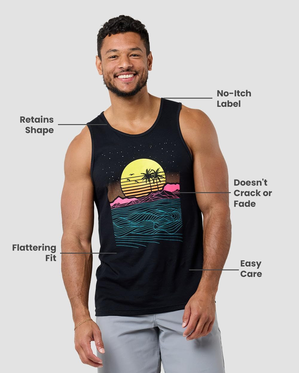 Graphic Tank Tops for Men - Cool Artwork Tanks for Summer Beach Exercise Fitness S – 2XL