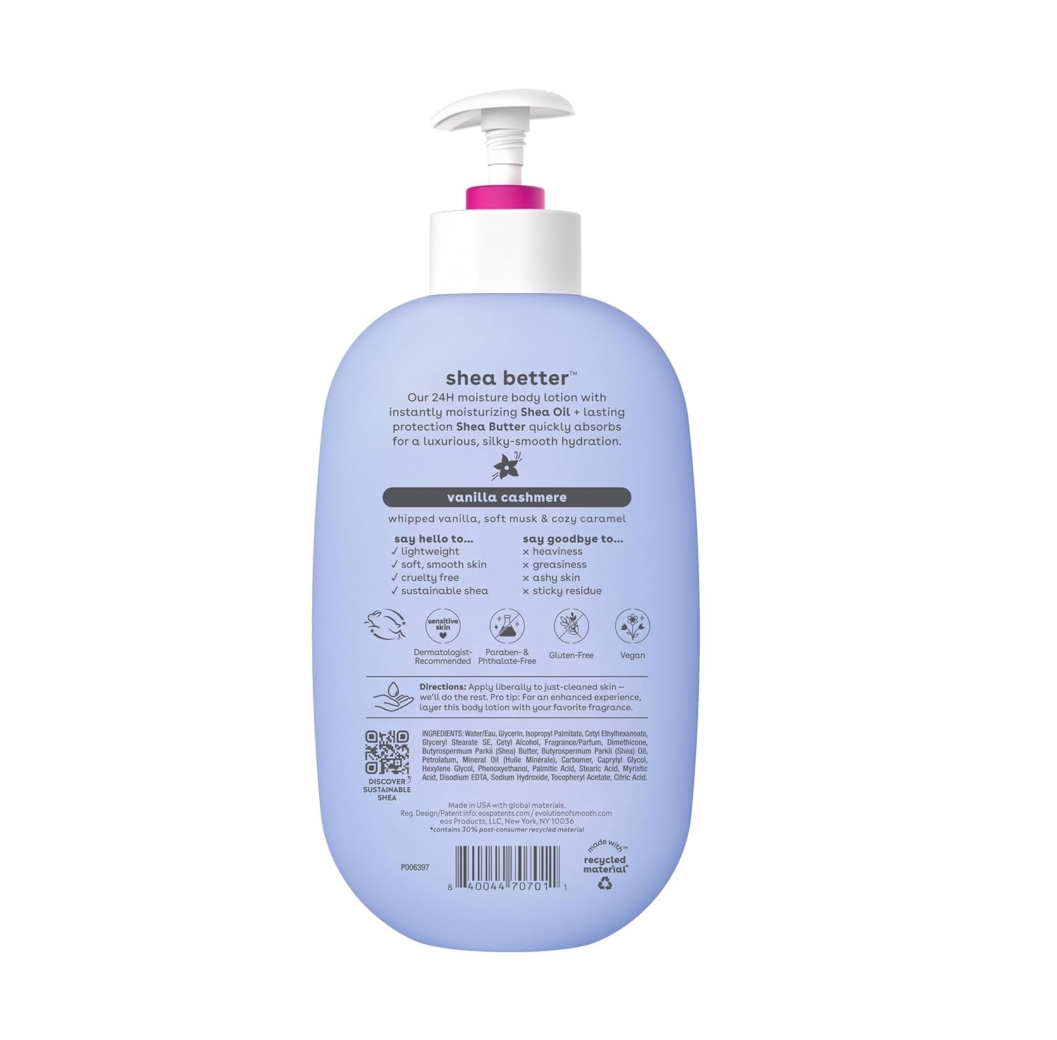Shea Better Body Lotion Vanilla Cashmere, 24-Hour Moisture Skin Care, Lightweight & Non-Greasy, Natural Shea, Vegan, Vanilla Body Lotion, 16 Fl Oz