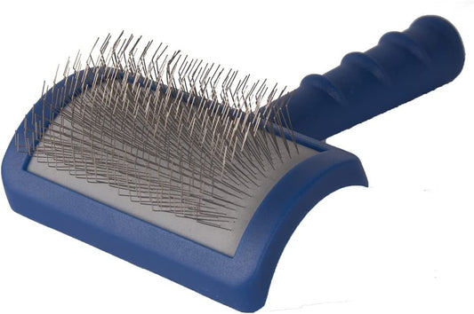 Tuffer than Tangles Slicker Brush for Dog Grooming with Long, Soft Pins, Medium Size, Perfect for Doodle Breeds, Angled Pins for Dematting, Remove Undercoat, Comfort Grip Handle