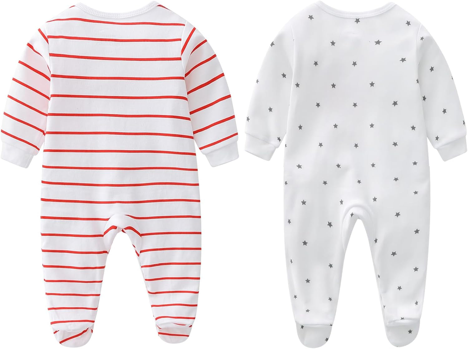 2-Pack Baby Clothes Newborn Bodysuits I Love Daddy &Mummy Romper, Cotton Footed Pajamas for Baby Boys and Girls