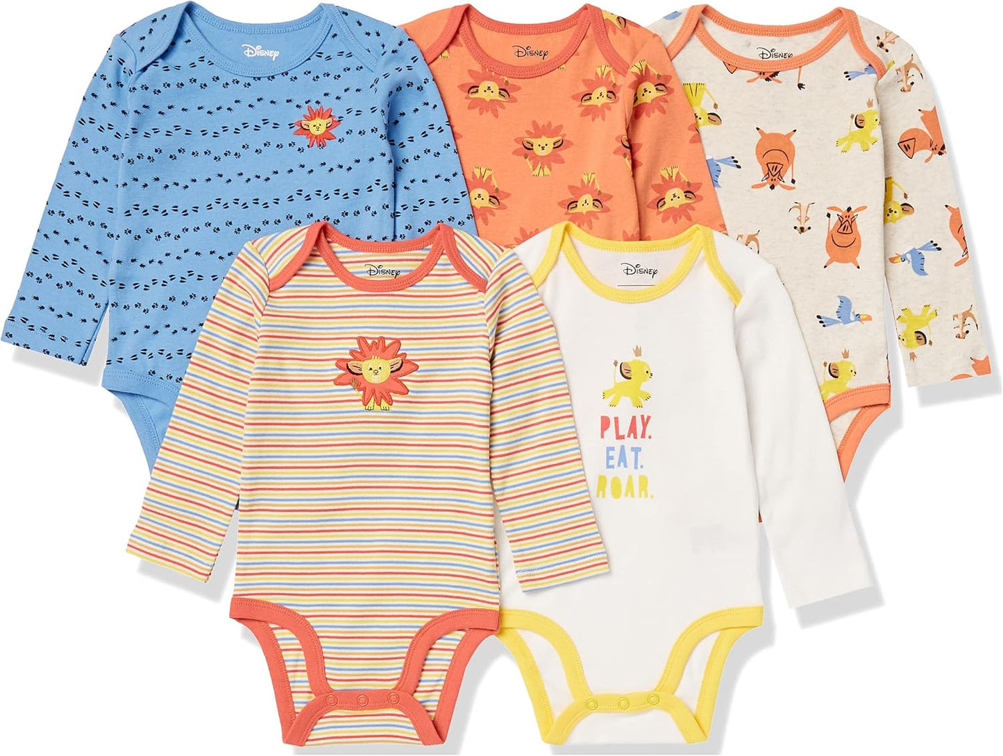 Disney | Marvel | Star Wars Unisex Babies' Long-Sleeve Bodysuits, Pack of 5
