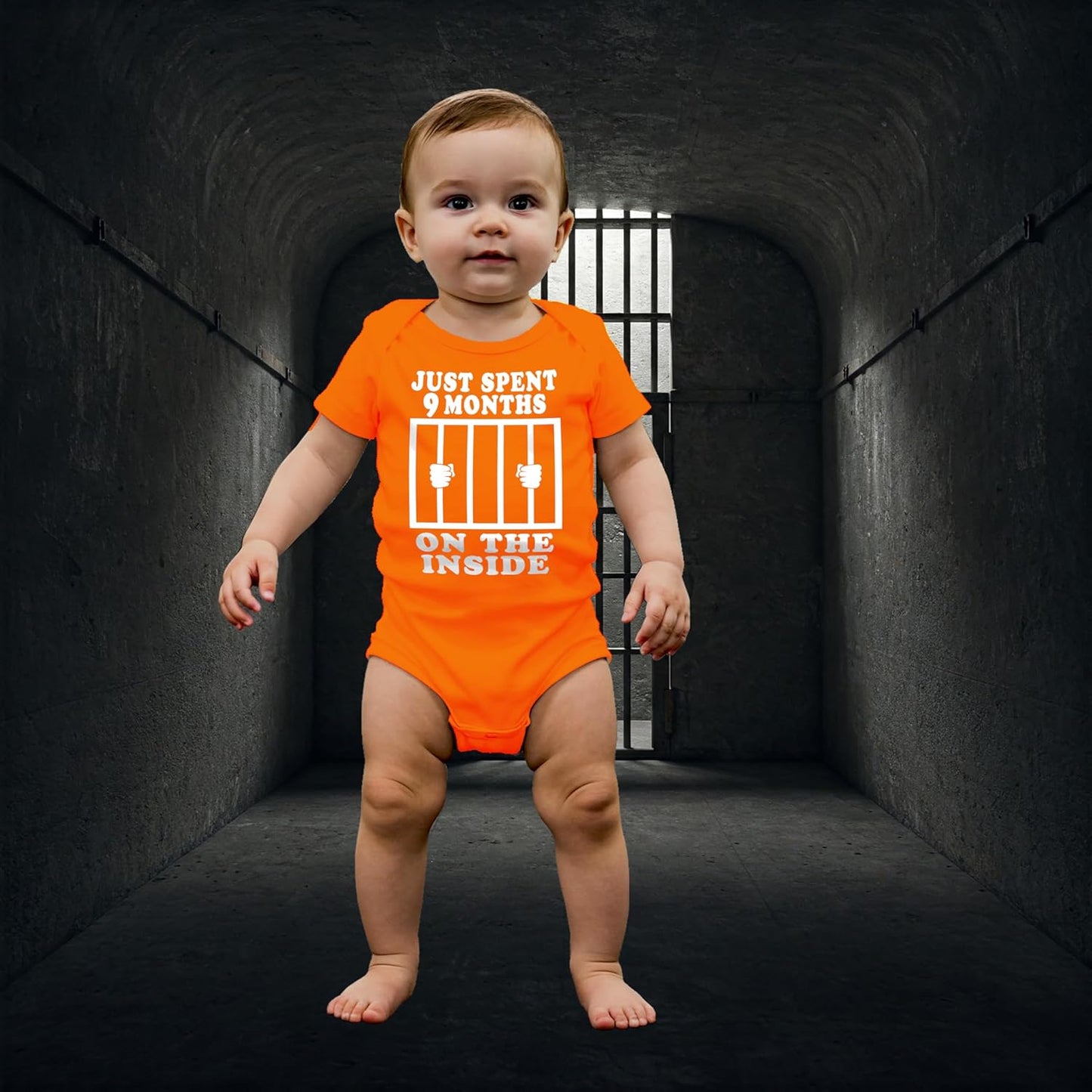 Reaxion Funny Cute Baby Boy Girl Handmade Clothes Infant Just Spent 9 Months on the inside Bodysuits