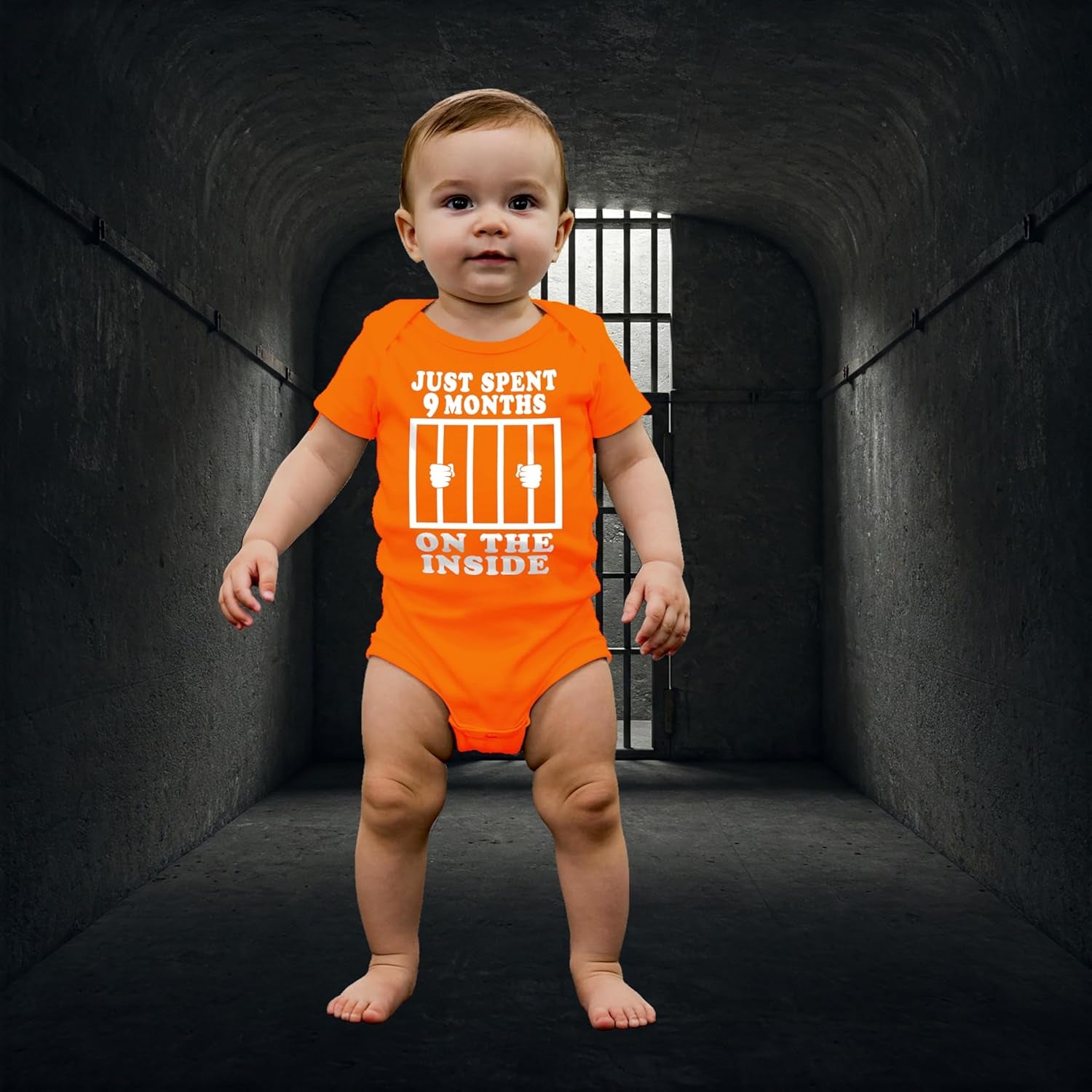 Reaxion Funny Cute Baby Boy Girl Handmade Clothes Infant Just Spent 9 Months on the inside Bodysuits