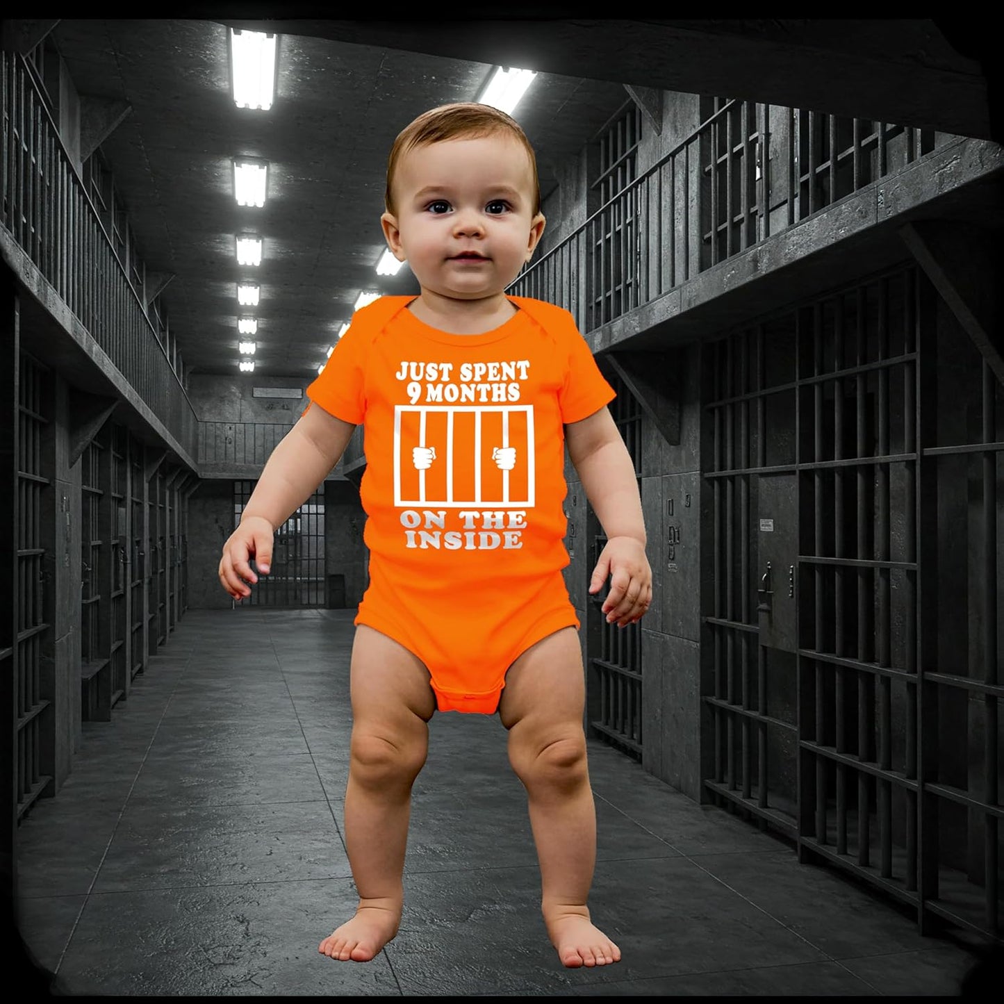 Reaxion Funny Cute Baby Boy Girl Handmade Clothes Infant Just Spent 9 Months on the inside Bodysuits