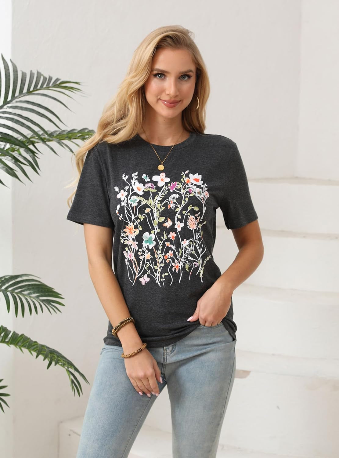 Womens Graphic Tees Casual Summer Short Sleeve Vintage T Shirts Tops